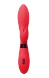 Красный вибратор Leyla с клиторальным отростком - 20,5 см. фото 3 — pink-kiss