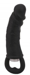 Чёрная вибровтулка-фаллос Erotic Loop Tuggers Hard Core - 11,4 см. фото 1 — pink-kiss