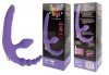 Фиолетовый безремневой страпон с анальным отростком и вибрацией - 15 см. фото 2 — pink-kiss