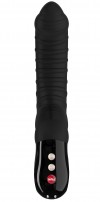 Черный вибратор с рёбрышками Tiger Black Line - 22,3 см. фото 2 — pink-kiss