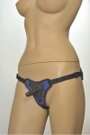 Сине-чёрные трусики с плугом Kanikule Strap-on Harness Anatomic Thong фото 2 — pink-kiss