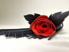 Черная кожаная плеть с красной лаковой розой в рукояти - 40 см. фото 3 — pink-kiss