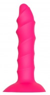 Розовый ребристый анальный фаллоимитатор TWISTED PLUG - 14 см.  фото 1 — pink-kiss