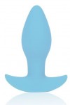 Голубая коническая анальная вибровтулка с ограничителем - 8,5 см. фото 1 — pink-kiss