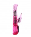Розовый вибратор с подвижной головкой в пупырышках - 21 см. фото 1 — pink-kiss