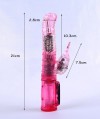 Розовый вибратор с подвижной головкой в пупырышках - 21 см. фото 2 — pink-kiss