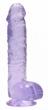 Фиолетовый фаллоимитатор Realrock Crystal Clear 9 inch - 25 см. фото 1 — pink-kiss