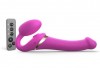 Ярко-розовый безремневой страпон Multi Orgasm Size M с клиторальной стимуляцией фото 1 — pink-kiss
