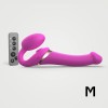 Ярко-розовый безремневой страпон Multi Orgasm Size M с клиторальной стимуляцией фото 2 — pink-kiss