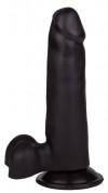 Фаллоимитатор чёрного цвета на присоске - 16,8 см. фото 1 — pink-kiss