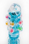 Прозрачно-голубой вибратор с дополнительными пупырышками - 16,5 см. фото 2 — pink-kiss