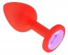 Красная анальная втулка с сиреневым кристаллом - 7,3 см.  фото 2 — pink-kiss
