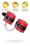 Красно-черные кожаные наручники со сцепкой фото 3 — pink-kiss