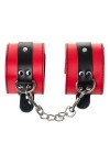 Красно-черные кожаные наручники со сцепкой фото 5 — pink-kiss