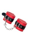 Красно-черные кожаные наручники со сцепкой фото 7 — pink-kiss