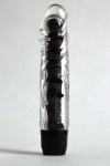 Прозрачно-черный вибратор с дополнительными пупырышками - 17 см. фото 1 — pink-kiss
