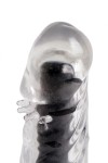 Прозрачно-черный вибратор с дополнительными пупырышками - 17 см. фото 2 — pink-kiss