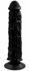 Черный гелевый фаллоимитатор на присоске №9 - 19,5 см. фото 1 — pink-kiss