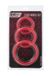 Набор из 3 красных эрекционных колец различного диаметра фото 2 — pink-kiss