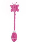 Розовый вибростимулятор-бабочка на ручке THE CELINE BUTTERFLY фото 2 — pink-kiss