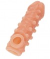 Телесная закрытая насадка с шариками Cock Sleeve Size M - 15,6 см. фото 1 — pink-kiss