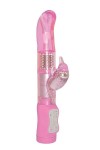 Розовый вибромассажер с клиторальным отростком SLIM HUMMING BIRD G-SPOT VIBE - 25 см. фото 1 — pink-kiss