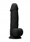 Черный фаллоимитатор Realistic Cock With Scrotum - 21,5 см. фото 1 — pink-kiss