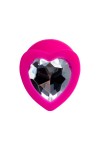 Розовая анальная втулка Diamond Heart с прозрачным кристаллом - 8 см. фото 3 — pink-kiss