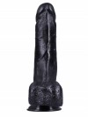 Черный фаллоимитатор-реалистик на присоске №1 - 19 см. фото 1 — pink-kiss