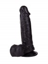 Чёрный фаллоимитатор с мошонкой на подошве-присоске - 16,5 см. фото 2 — pink-kiss