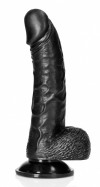 Черный фаллоимитатор Curved Realistic Dildo Balls Suction Cup 6 - 15,5 см. фото 1 — pink-kiss