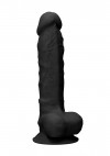 Черный фаллоимитатор Realistic Cock With Scrotum - 22,8 см. фото 1 — pink-kiss