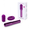 Фиолетовый жезловый вибратор Le Wand Grand Bullet с двумя нежными насадками фото 2 — pink-kiss