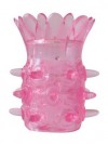 Розовая насадка на пенис с шипиками и лепестками - 6 см. фото 1 — pink-kiss