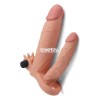 Телесная насадка-удлинитель на пенис с анальным стимулятором и вибропулей фото 1 — pink-kiss