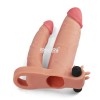 Телесная насадка-удлинитель на пенис с анальным стимулятором и вибропулей фото 3 — pink-kiss