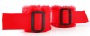 Красные меховые наручники на регулируемых черных пряжках фото 1 — pink-kiss