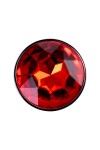 Серебристая удлиненная анальная пробка с красным кристаллом - 10 см. фото 4 — pink-kiss