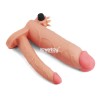 Телесная насадка-удлинитель на пенис с анальным стимулятором и вибрацией фото 1 — pink-kiss