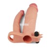 Телесная насадка-удлинитель на пенис с анальным стимулятором и вибрацией фото 2 — pink-kiss
