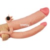 Телесная насадка-удлинитель на пенис с анальным стимулятором и вибрацией фото 5 — pink-kiss