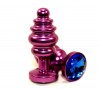 Фиолетовая рифленая пробка с синим кристаллом - 7,3 см. фото 1 — pink-kiss