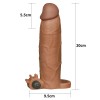 Коричневая насадка на пенис Add 3 Pleasure X Tender Vibrating Penis Sleeve с вибропулей - 20 см. фото 2 — pink-kiss