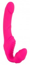Розовый безремневой страпон с вибрацией фото 1 — pink-kiss