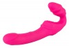 Розовый безремневой страпон с вибрацией фото 2 — pink-kiss