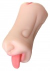 Телесный двусторонний мастурбатор Fruity Tongue - ротик и вагина фото 1 — pink-kiss