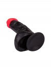 Чёрный фаллоимитатор с красной головкой - 17 см. фото 4 — pink-kiss