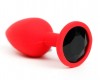 Красная анальная пробка с черным стразом - 7,6 см. фото 1 — pink-kiss